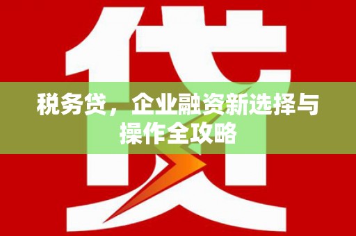 北市税务贷，企业融资新选择与操作全攻略
