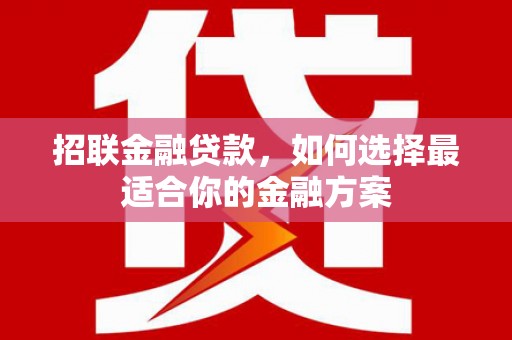 北市招联金融贷款，如何选择最适合你的金融方案