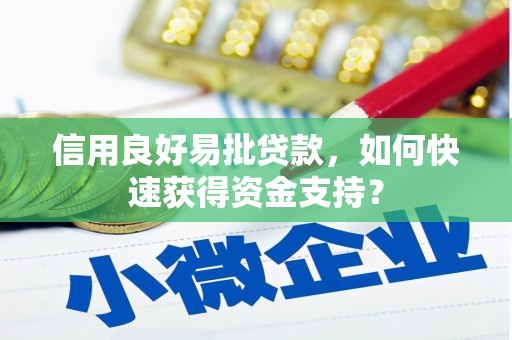 北市信用良好易批贷款，如何快速获得资金支持？