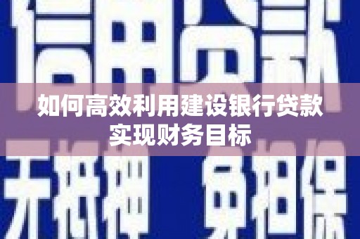 北市如何高效利用建设银行贷款实现财务目标