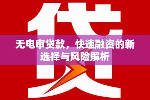 北市无电审贷款，快速融资的新选择与风险解析