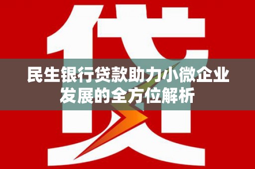 北市民生银行贷款助力小微企业发展的全方位解析
