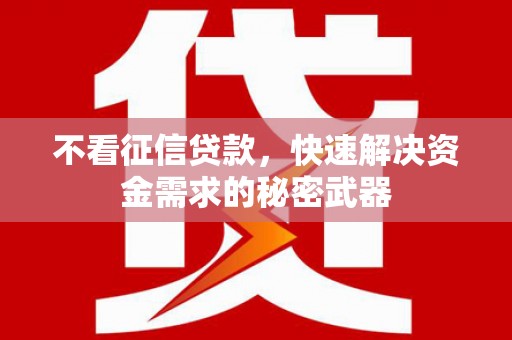 北市不看征信贷款，快速解决资金需求的秘密武器