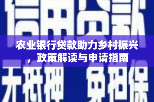 北市农业银行贷款助力乡村振兴，政策解读与申请指南