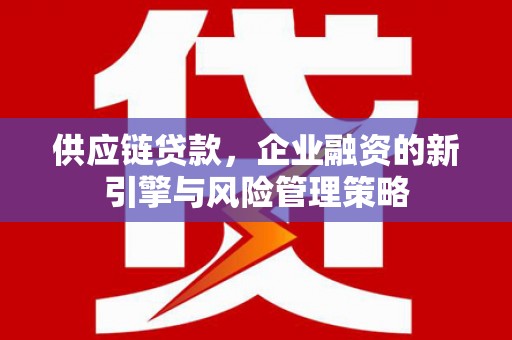 北市供应链贷款，企业融资的新引擎与风险管理策略