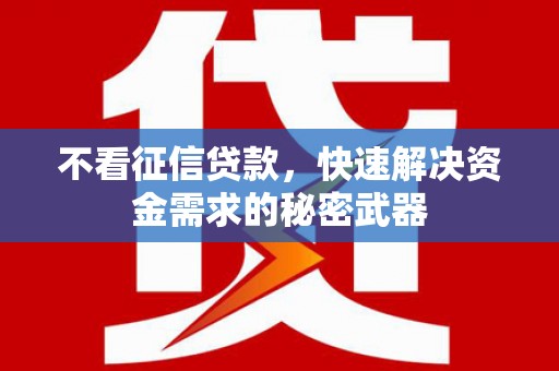 北市不看征信贷款，快速解决资金需求的秘密武器