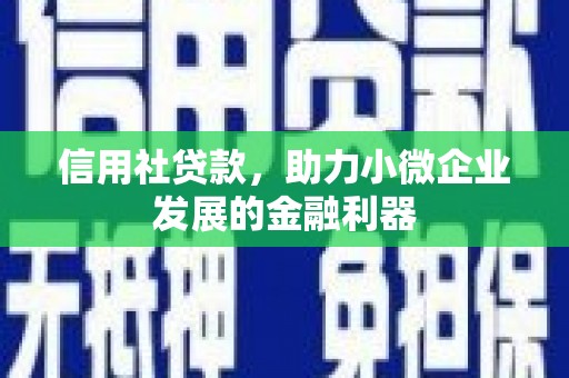 北市信用社贷款，助力小微企业发展的金融利器